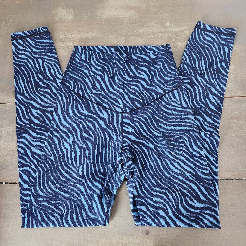 Aerie Real Me High Waisted Blue Zebra Printed Leggings - Size S/25-inch Inseam